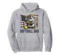 Softball Dad Mens Distressed American Hoodie - Custom Art Print Unisex - T-Shirt, Sweatshirt, Hoodie