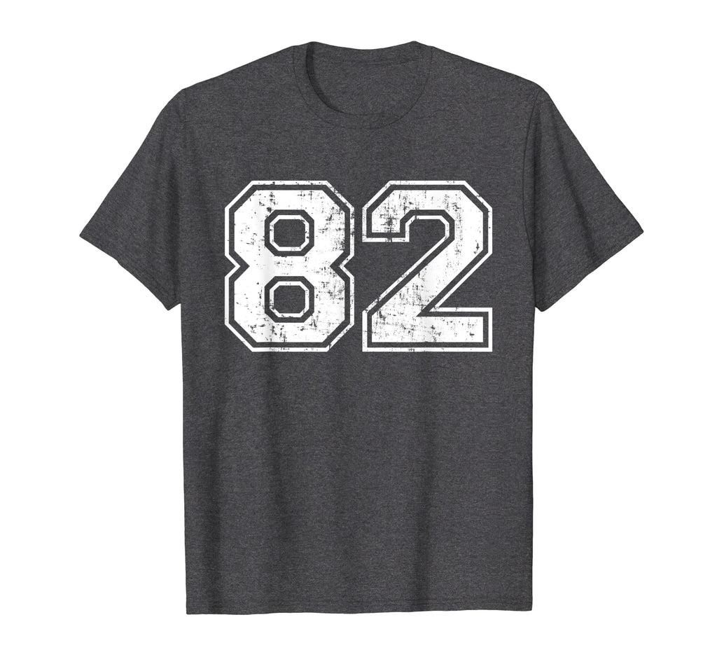 Number 82 Varsity Distressed Sports T-Shirt - Aesthetic Graphic Men Women - T-Shirt, Sweatshirt, Hoodie