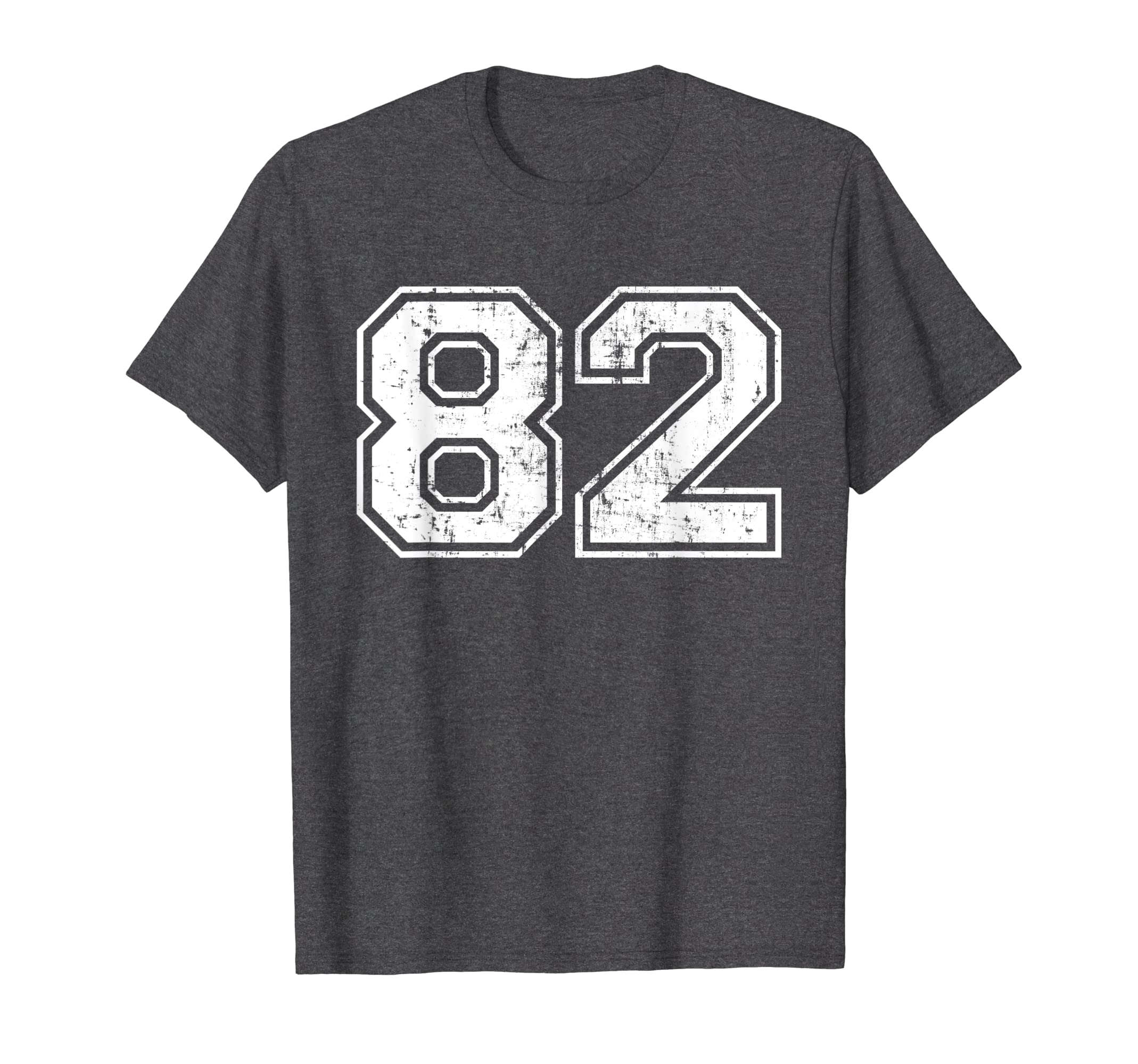 Number 82 Varsity Distressed Sports T-Shirt - Aesthetic Graphic Men Women - T-Shirt, Sweatshirt, Hoodie
