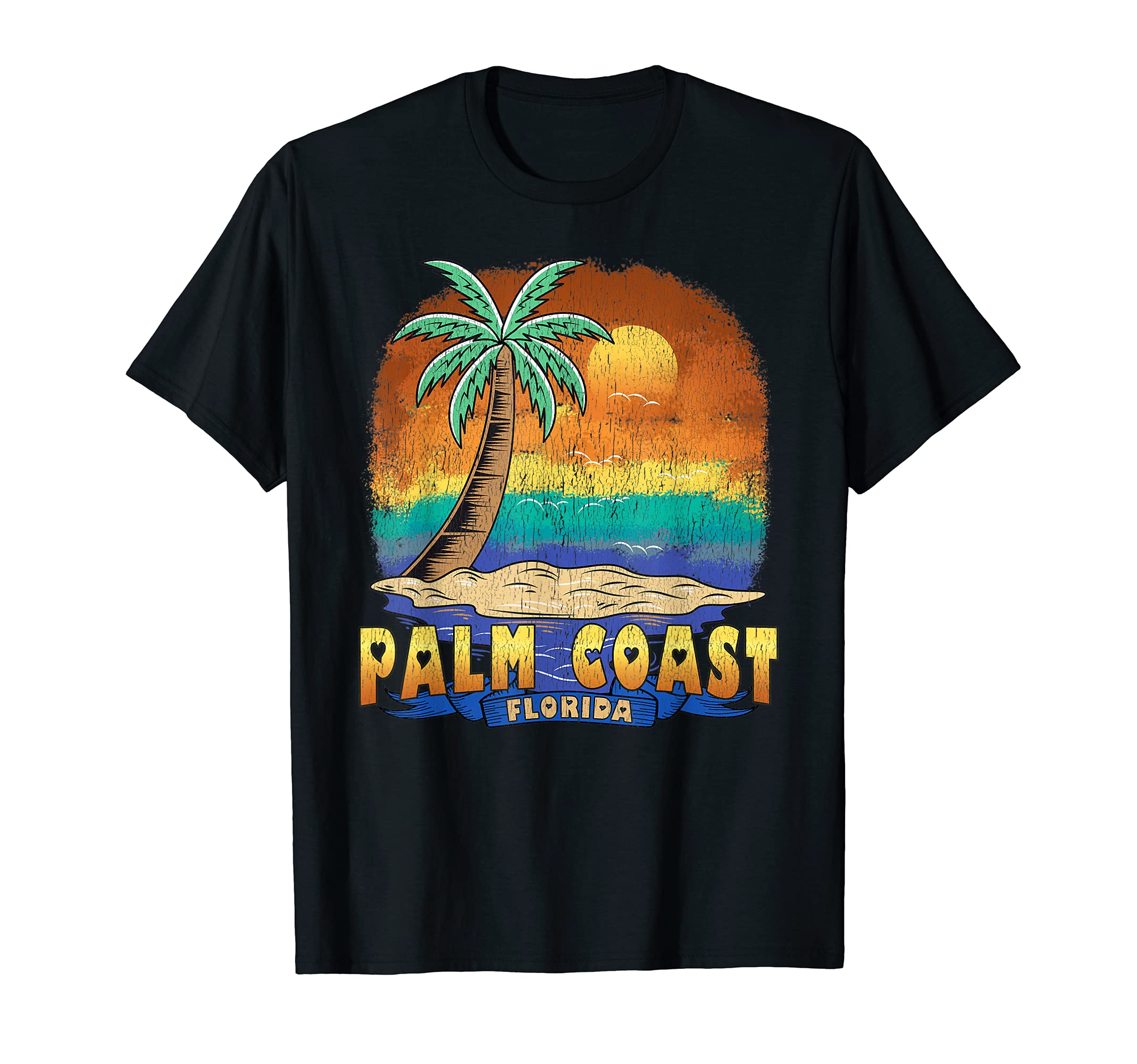 Palm Coast Florida Distressed Souvenir T-Shirt - Unique Graphic Unisex - T-Shirt, Sweatshirt, Hoodie