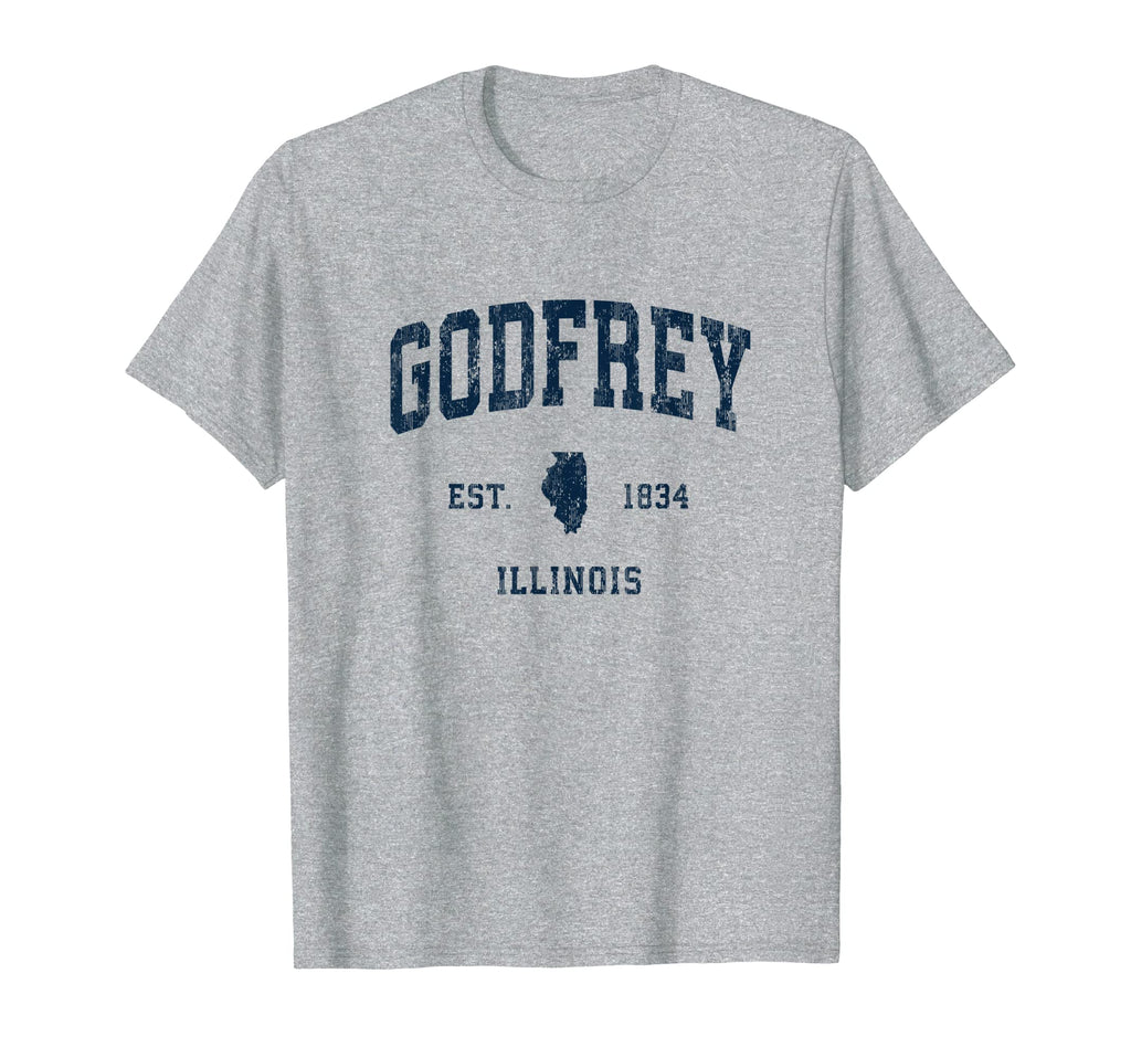 Godfrey Illinois Il Athletic Navy T-Shirt - Casual Everyday Wear Unisex - T-Shirt, Sweatshirt, Hoodie