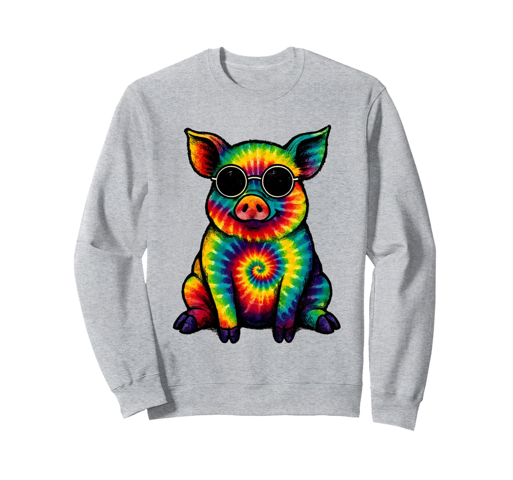 Hippie Boho Pig Tie Dye 60 S 70 S Sweatshirt - Aesthetic Graphic for Adults - T-Shirt, Sweatshirt, Hoodie