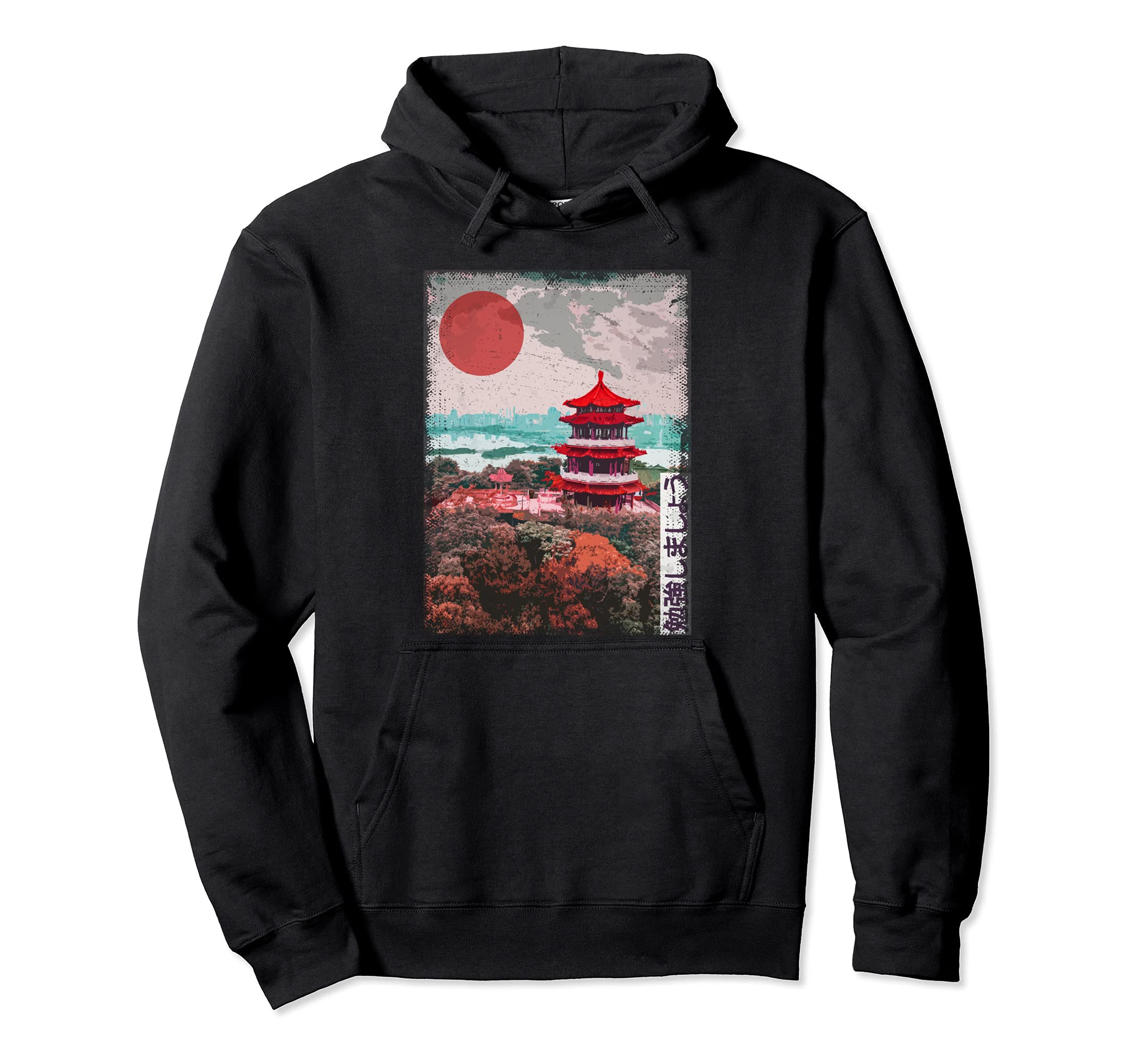 Japanese Temple Tree Blossom Japan Hoodie - Graphic Print Men Women - T-Shirt, Sweatshirt, Hoodie