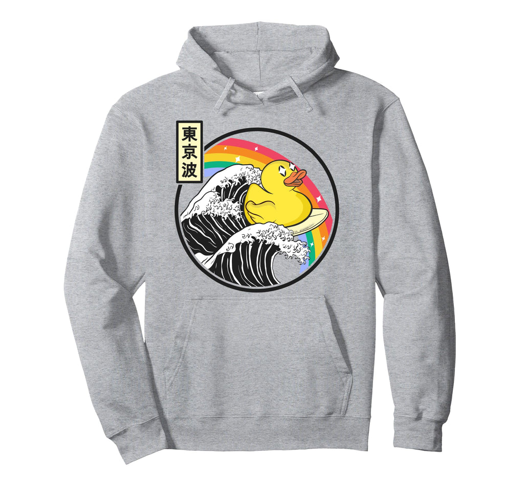 Rubber Duck Surfing Kanagawa Wave Hoodie - Fun Novelty Design for Adults - T-Shirt, Sweatshirt, Hoodie