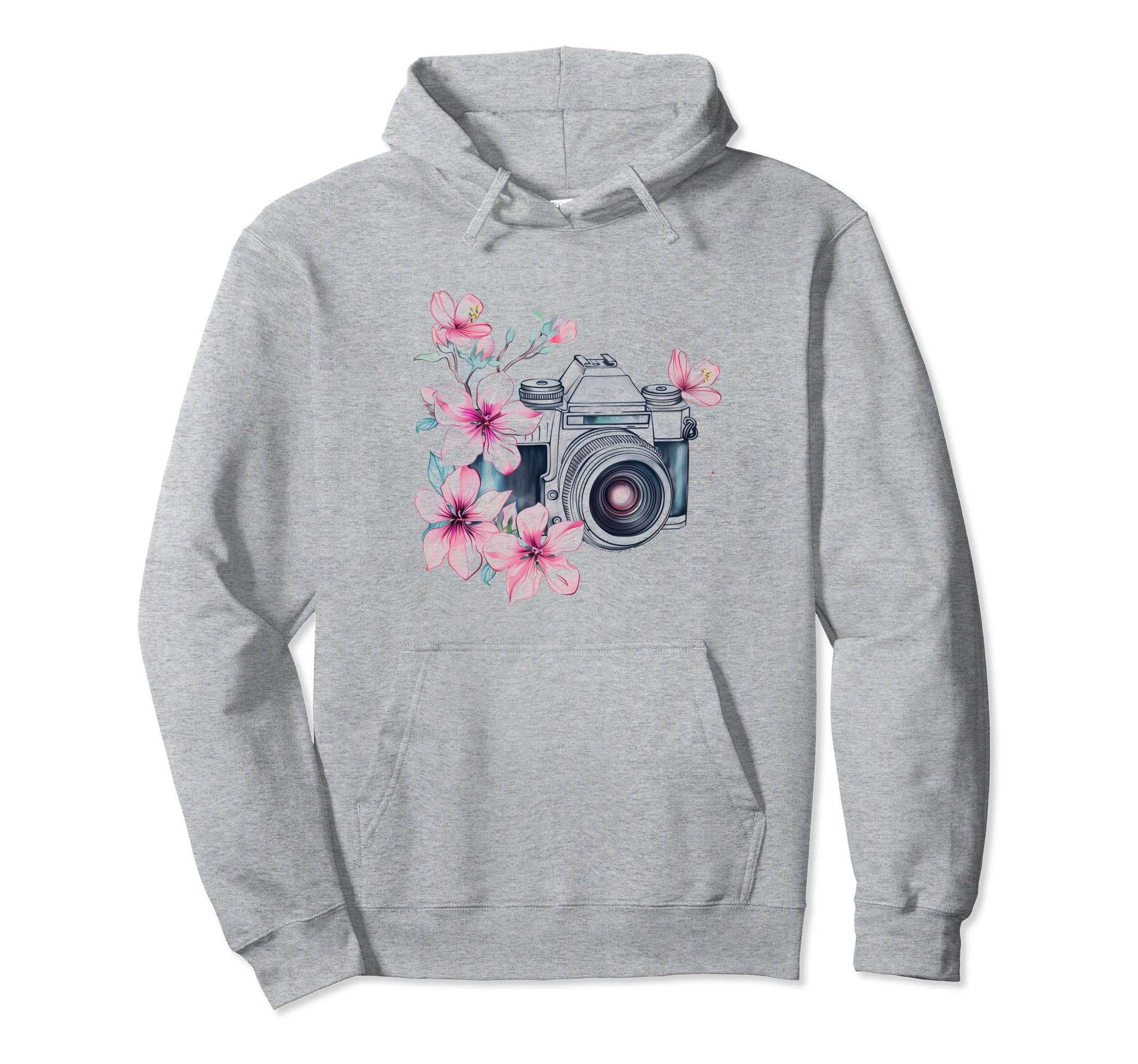 Photographer Camera Flowers Hoodie - Minimalist Print for Adults - T-Shirt, Sweatshirt, Hoodie