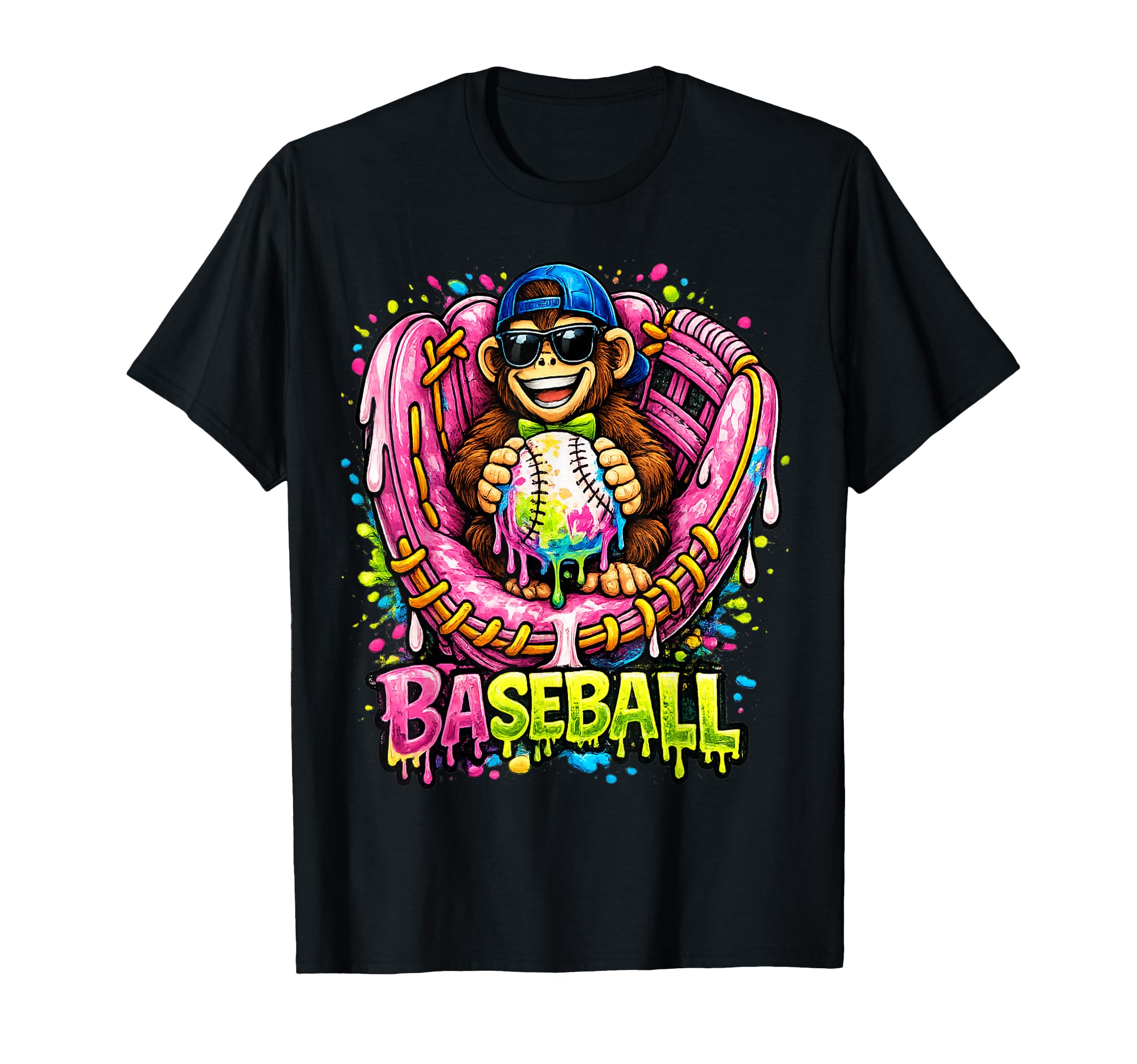 Monkey Funny Animals Baseball Ice Cream T-Shirt - Novelty Apparel Unisex - T-Shirt, Sweatshirt, Hoodie
