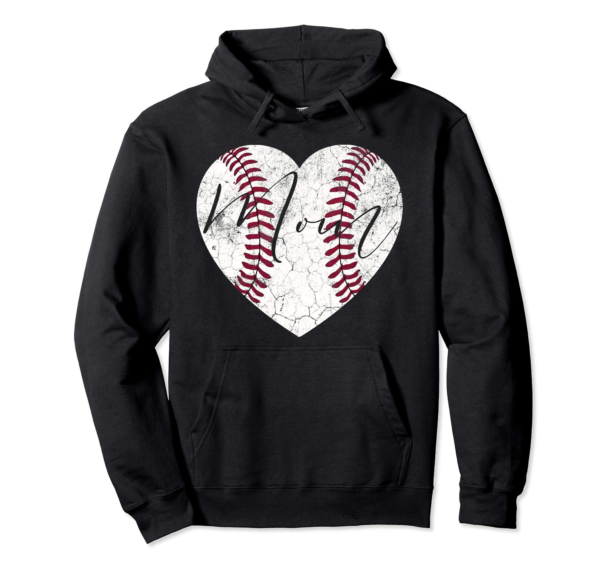 Baseball Softball T Ball Heart Mom Hoodie - Casual Everyday Wear Unisex - T-Shirt, Sweatshirt, Hoodie