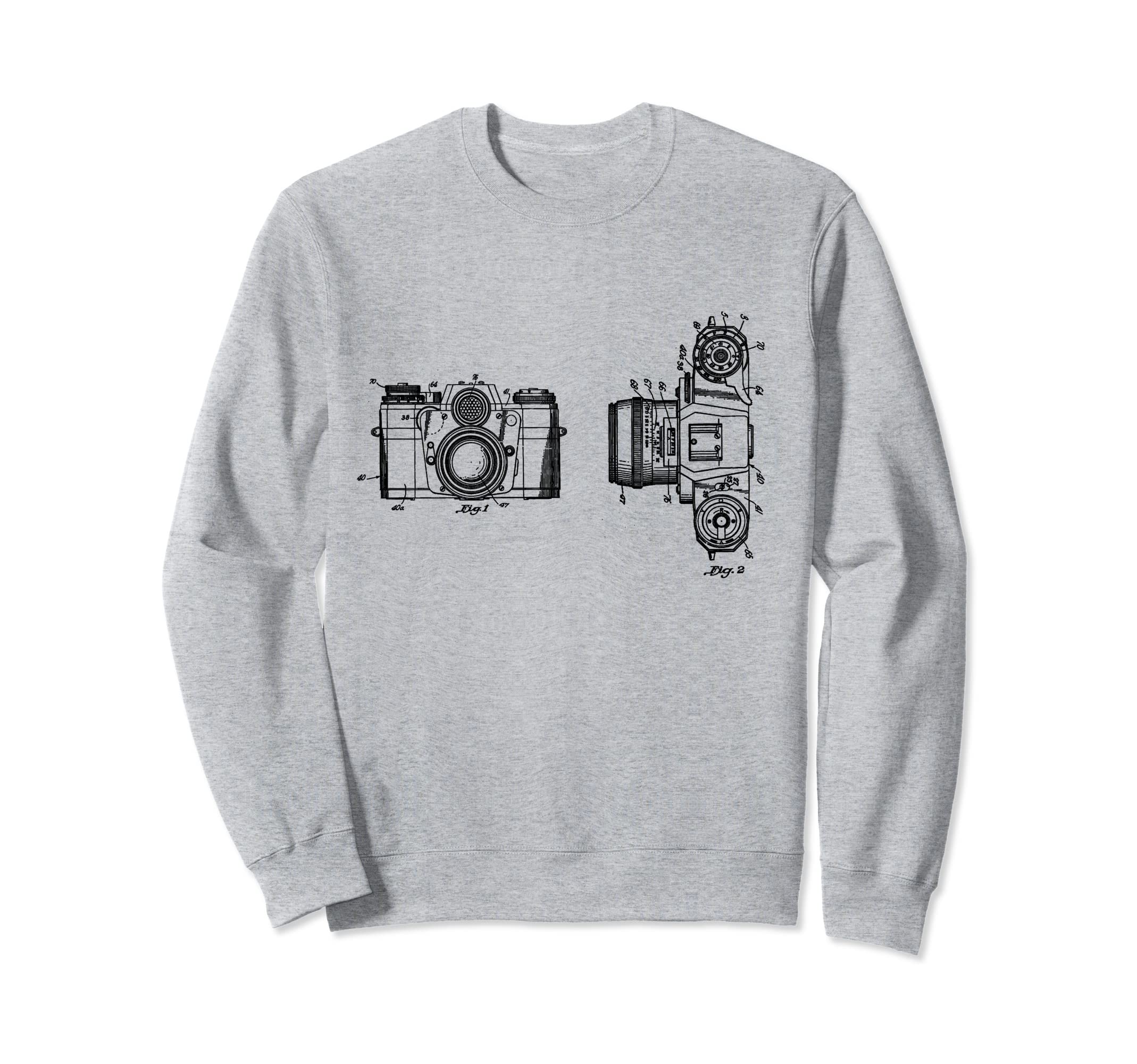 Camera Blueprint Patent Sweatshirt - Fun Novelty Design for Adults - T-Shirt, Sweatshirt, Hoodie