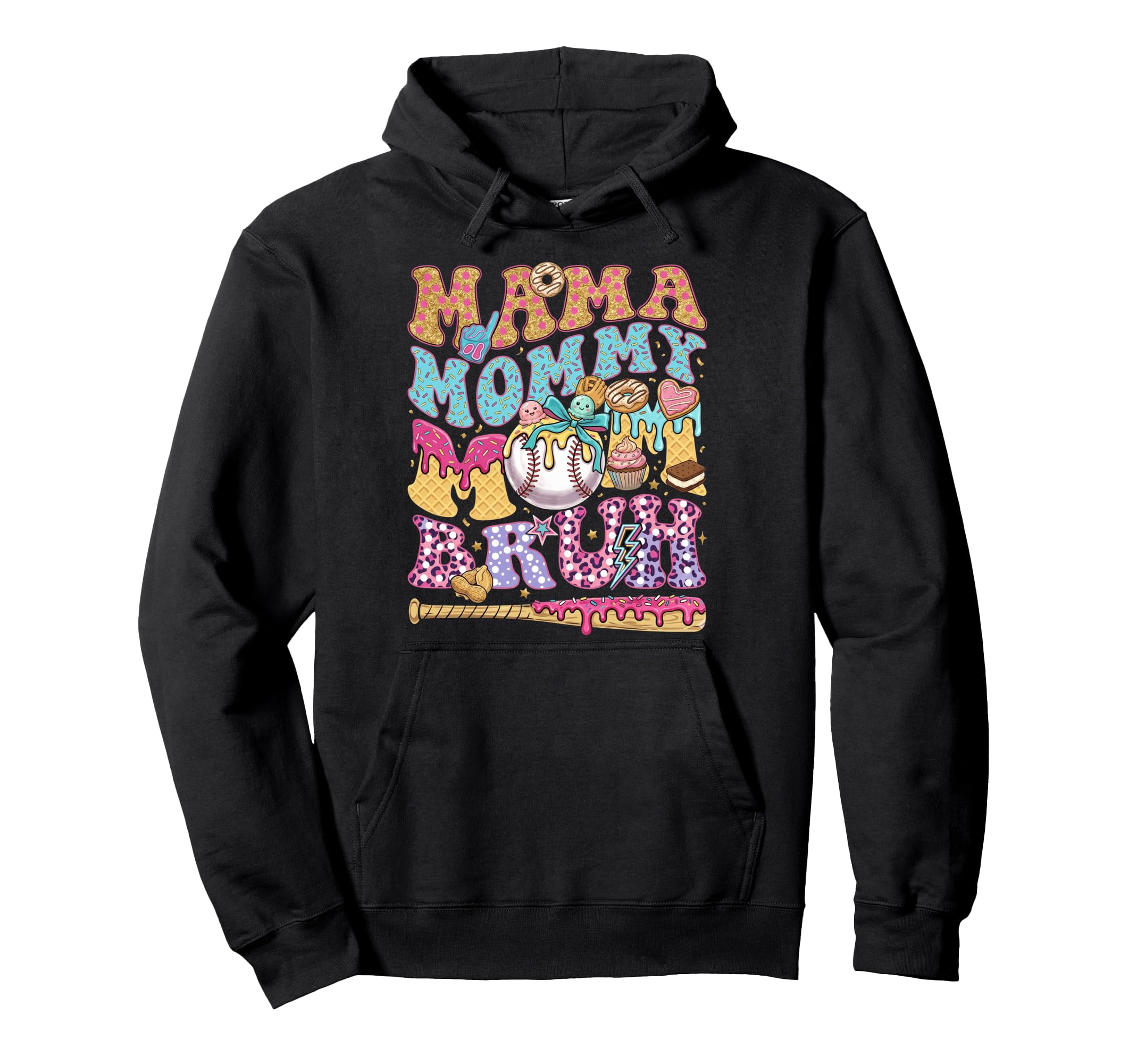 Mama Mommy Mom Bruh Baseball Ice Hoodie - Streetwear Style for Adults - T-Shirt, Sweatshirt, Hoodie