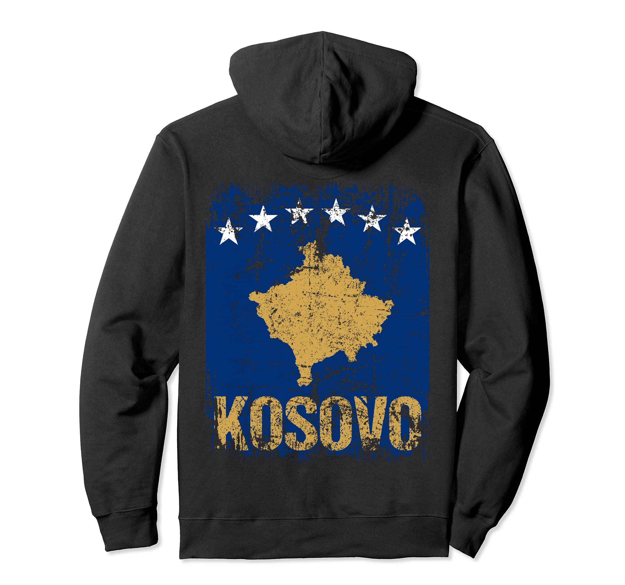 Kosovo Flag Distressed Kosovo Hoodie - Casual Everyday Wear for Adults - T-Shirt, Sweatshirt, Hoodie