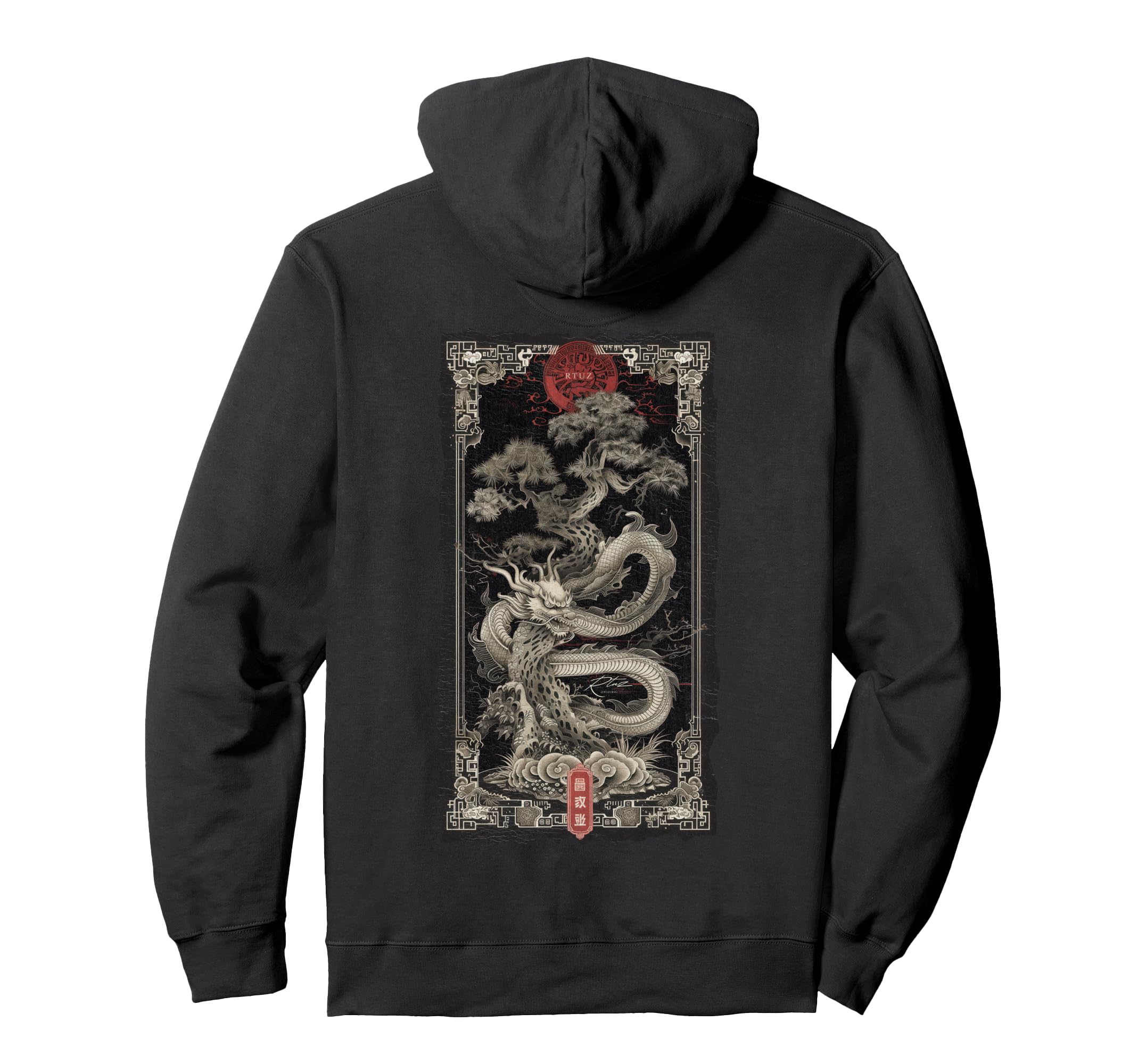 Aesthetic Back Dragon Y2K Streetwear Hoodie - Custom Art Print Men Women - T-Shirt, Sweatshirt, Hoodie