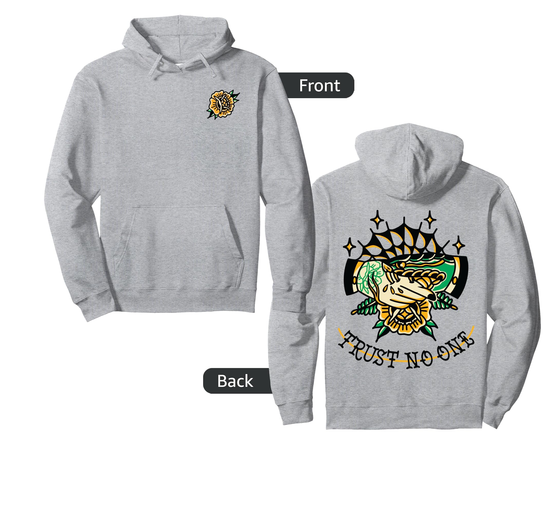 Trust No One Snake Traditional Tattoo Hoodie - Novelty Apparel Men Women - T-Shirt, Sweatshirt, Hoodie
