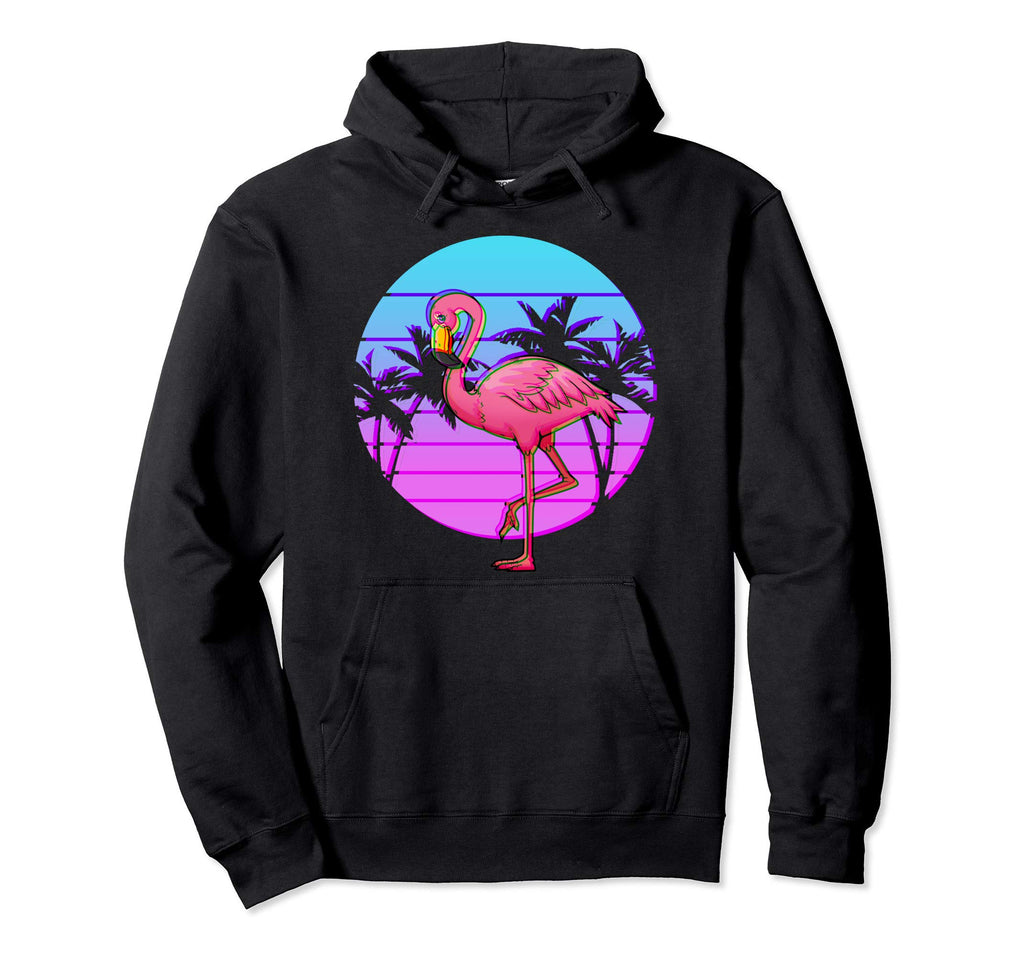 80S Flamingo Japanese Otaku Aesthetic Hoodie - Trendy Graphic for Adults - T-Shirt, Sweatshirt, Hoodie