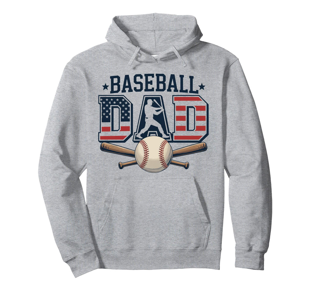 Patriotic Baseball Dad Usa Flag Hoodie - Custom Art Print Men Women - T-Shirt, Sweatshirt, Hoodie