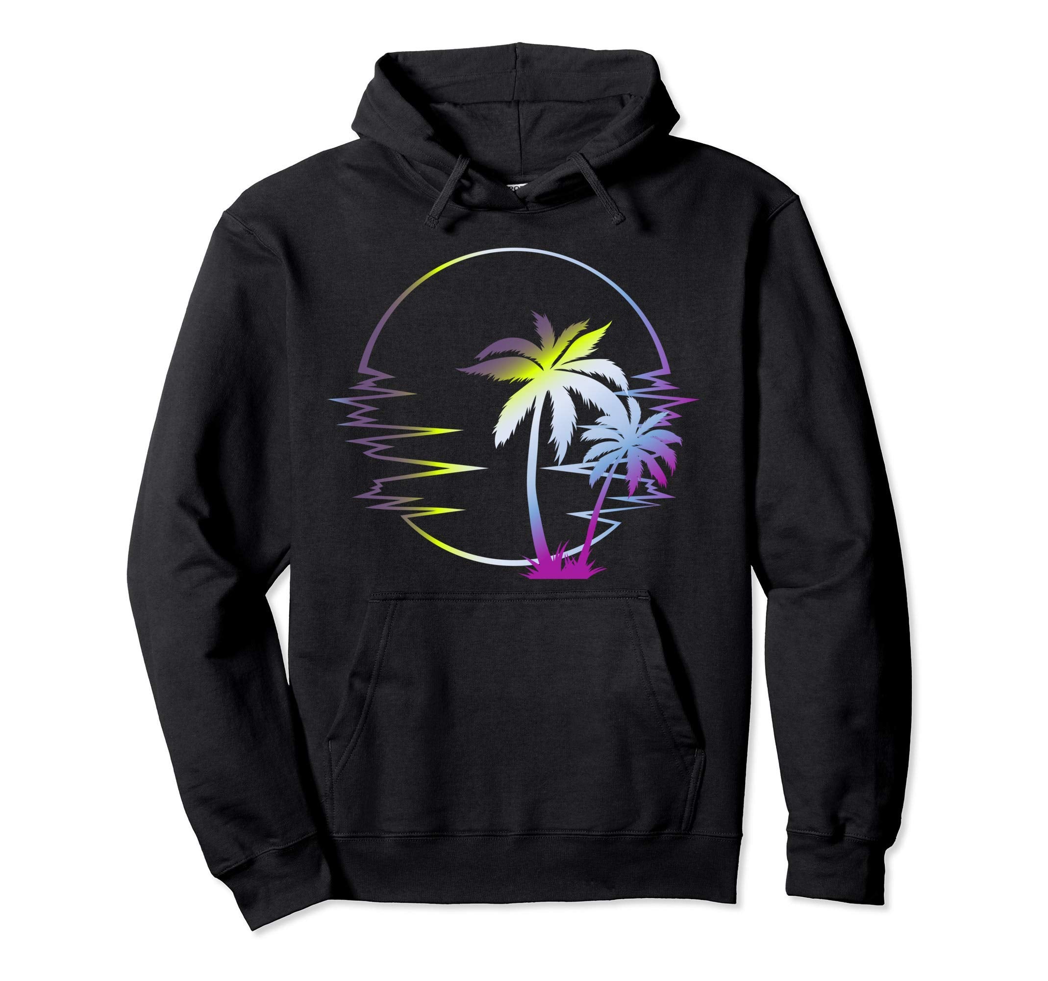 Pastel Goth Palm Trees Sunset Beach Hoodie - Fun Novelty Design Men Women - T-Shirt, Sweatshirt, Hoodie