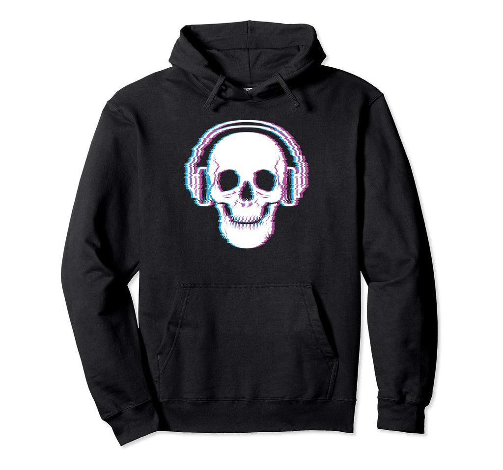 Vaporwave Skull Glitch Art Aesthetic Hoodie - Casual Everyday Wear Unisex - T-Shirt, Sweatshirt, Hoodie