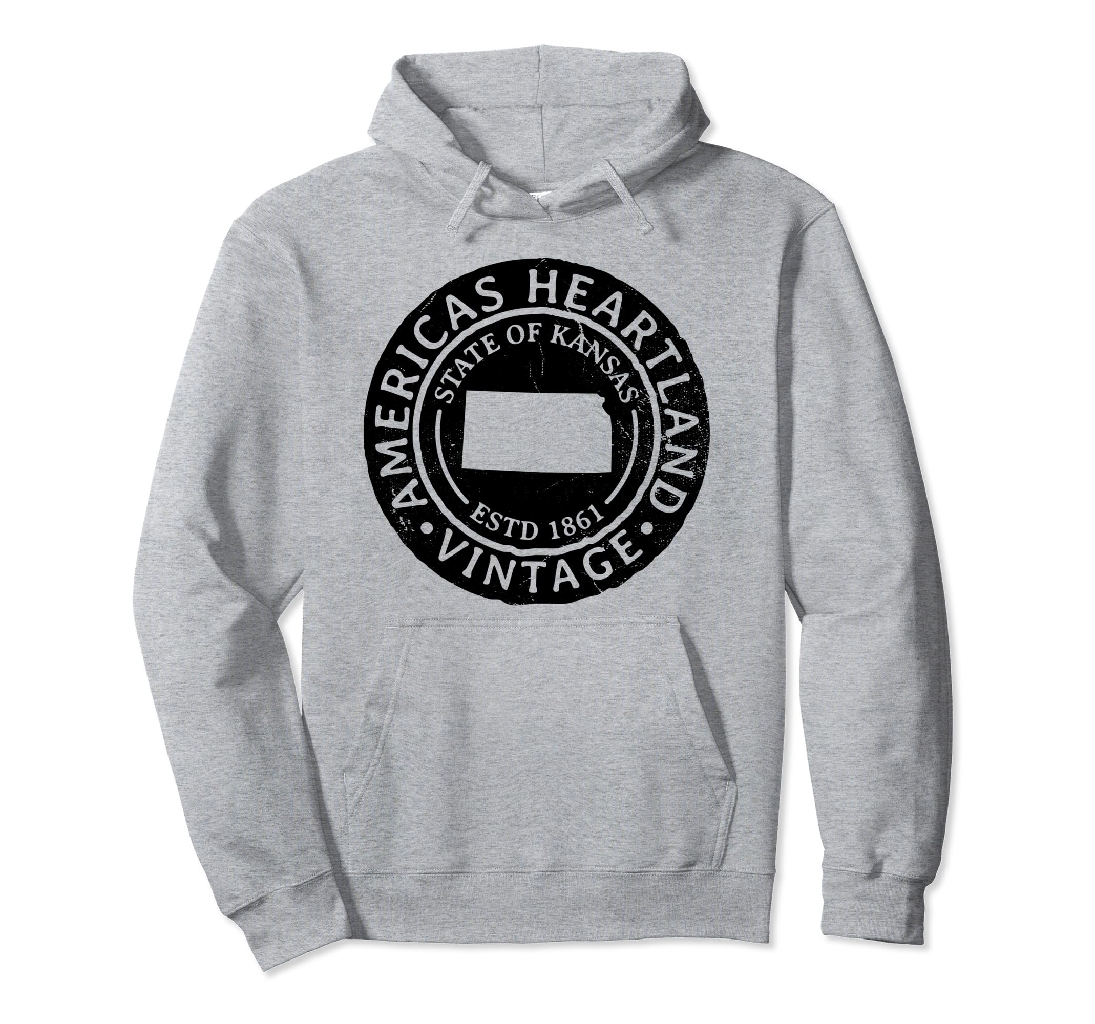 Kansas Americas Heartland Estd 1861 Hoodie - Graphic Print Men Women - T-Shirt, Sweatshirt, Hoodie