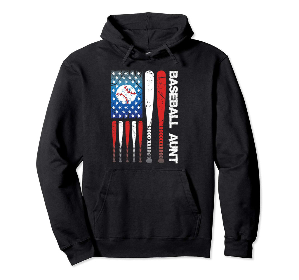 Patriotic American Flag Baseball Aunt Hoodie - Novelty Apparel Men Women - T-Shirt, Sweatshirt, Hoodie
