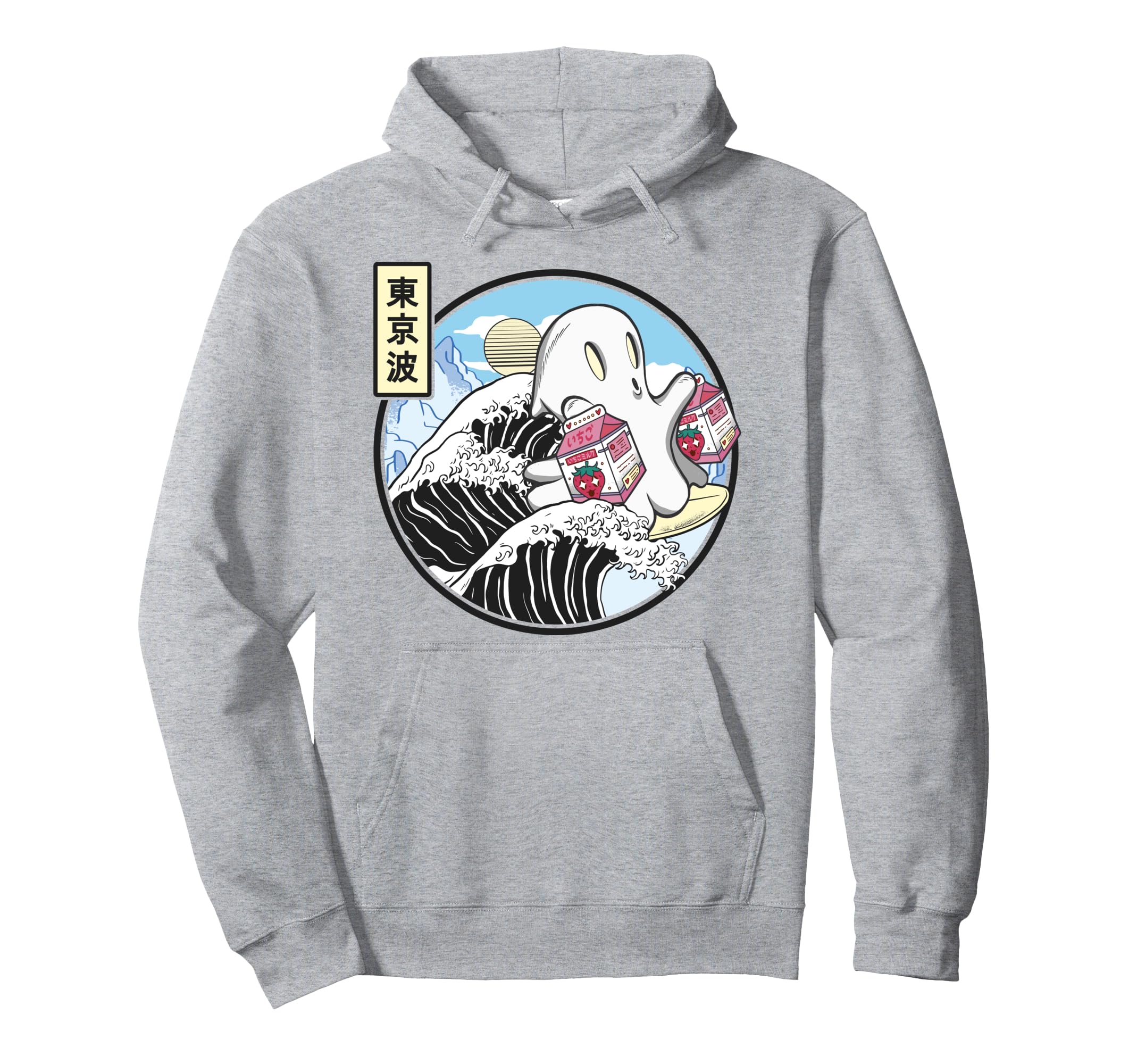 Surfing Ghost Strawberry Milk Hoodie - Aesthetic Graphic Men Women - T-Shirt, Sweatshirt, Hoodie