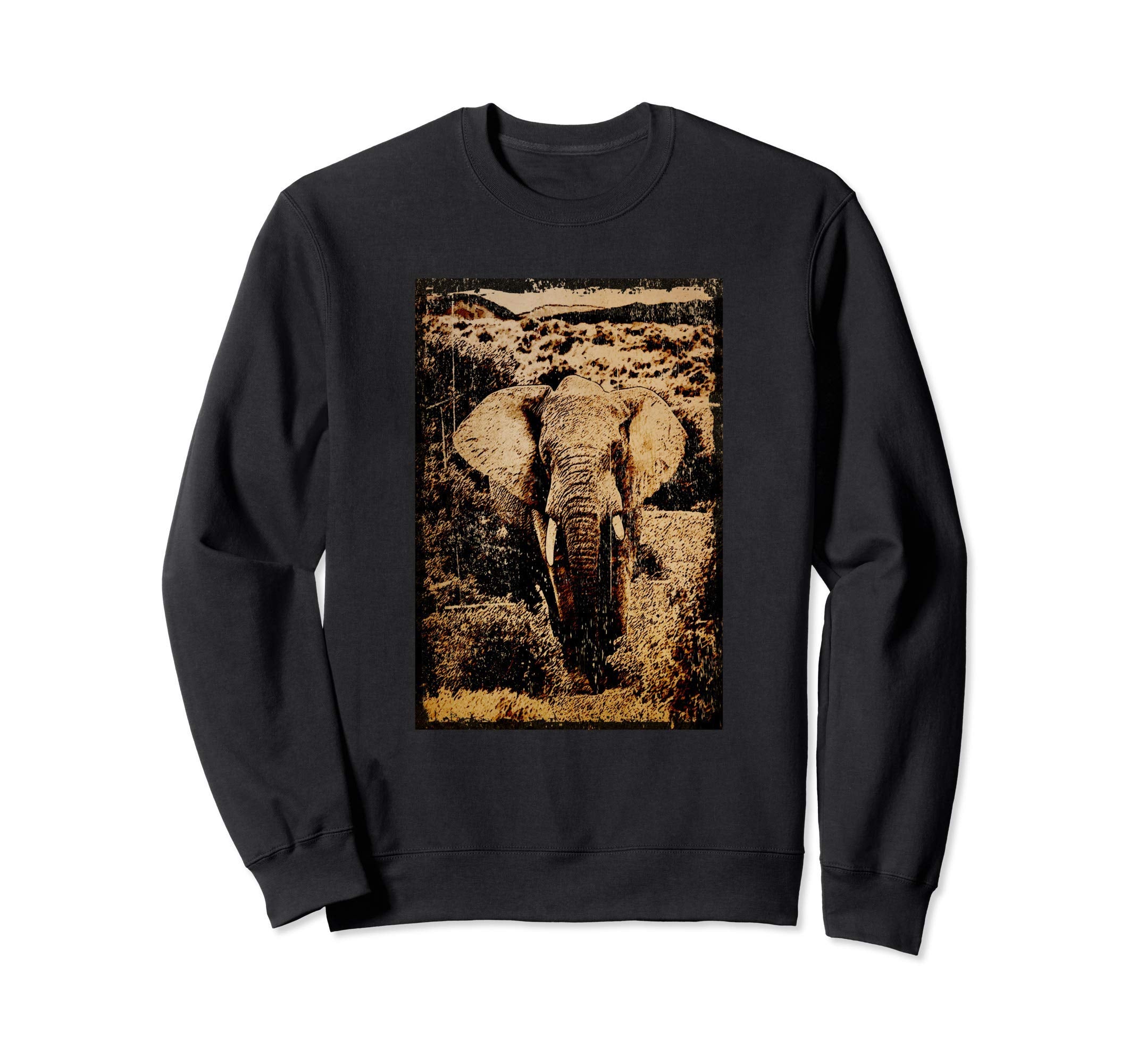Elephant Animal Distressed Sweatshirt - Custom Art Print Men Women - T-Shirt, Sweatshirt, Hoodie