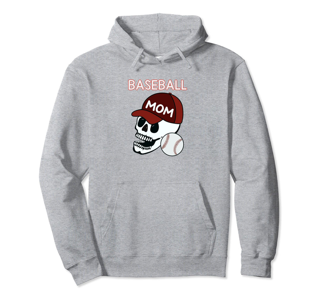 Baseball Mom Skull Sports Skeleton Hoodie - Minimalist Print Unisex - T-Shirt, Sweatshirt, Hoodie