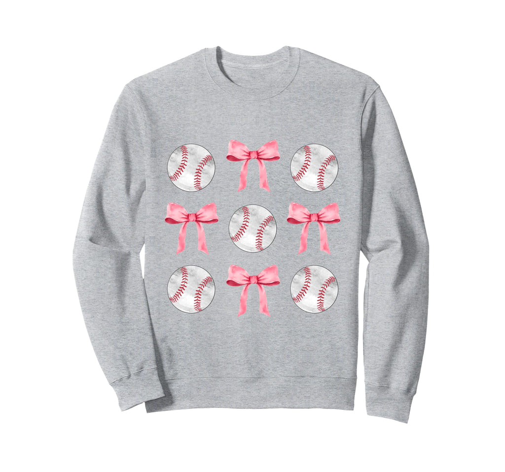 Baseballs Bows Ball Mom School Pride Sweatshirt - Streetwear Style Unisex - T-Shirt, Sweatshirt, Hoodie