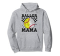 Baller Mama Checkered Proud Softball Hoodie - Casual Everyday Wear Unisex - T-Shirt, Sweatshirt, Hoodie