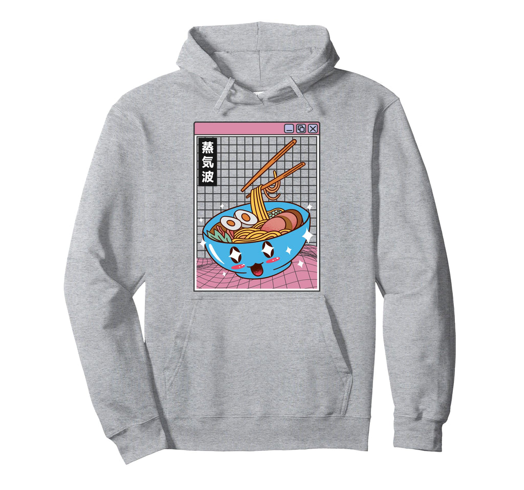 Ramen Noodles Bowl Kawaii Grid Hoodie - Novelty Apparel Men Women - T-Shirt, Sweatshirt, Hoodie