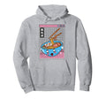 Ramen Noodles Bowl Kawaii Grid Hoodie - Novelty Apparel Men Women - T-Shirt, Sweatshirt, Hoodie