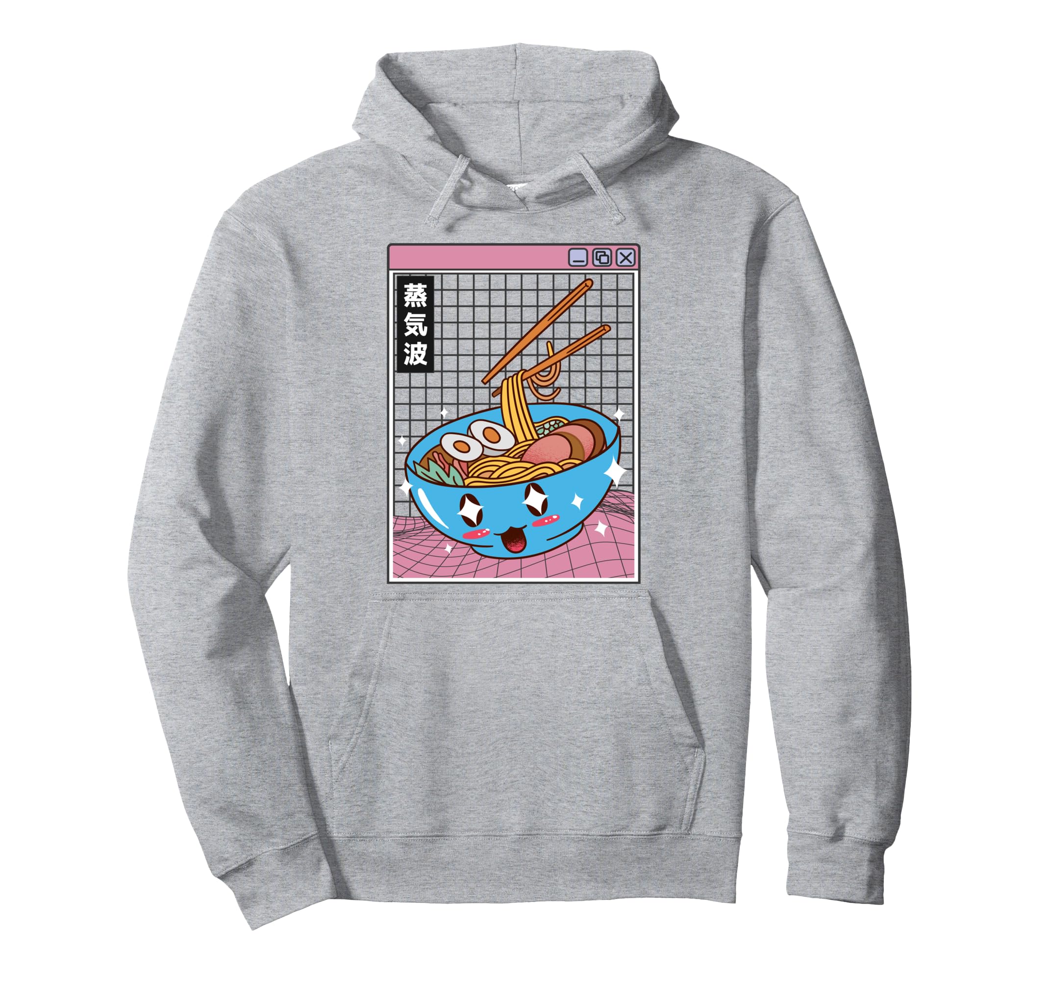 Ramen Noodles Bowl Kawaii Grid Hoodie - Novelty Apparel Men Women - T-Shirt, Sweatshirt, Hoodie