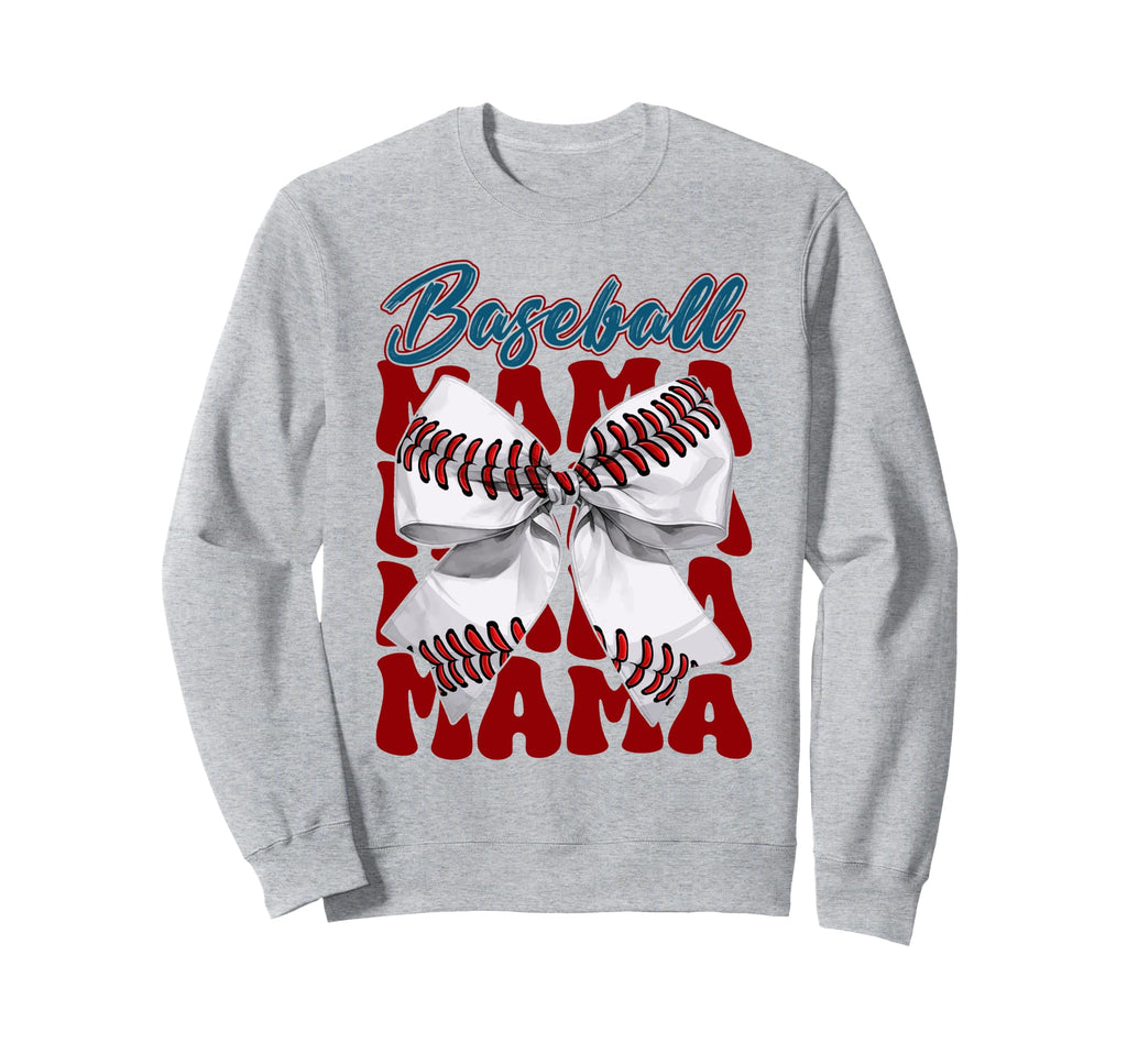 Baseball Mama Bow Baseball Mom Sweatshirt - Streetwear Style Unisex - T-Shirt, Sweatshirt, Hoodie