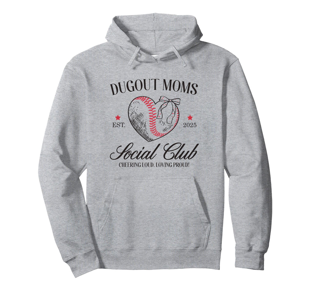 Dugout Moms Baseball Heart Social Club Hoodie - Novelty Apparel Men Women - T-Shirt, Sweatshirt, Hoodie