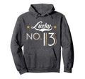 Lucky Number 13 Distressed Great Gift Hoodie - Custom Art Print Men Women - T-Shirt, Sweatshirt, Hoodie