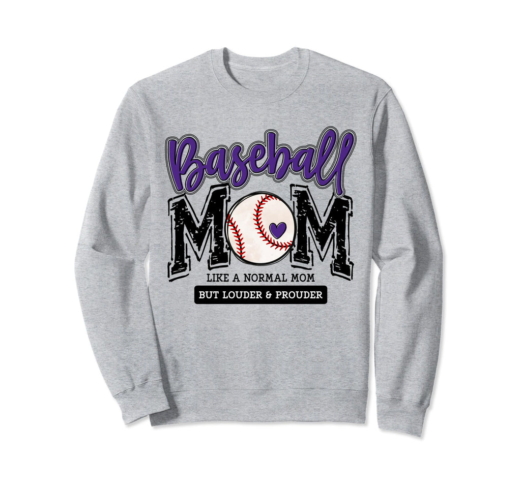 Baseball Mom Purple Varsity Sweatshirt - Casual Everyday Wear for Adults - T-Shirt, Sweatshirt, Hoodie