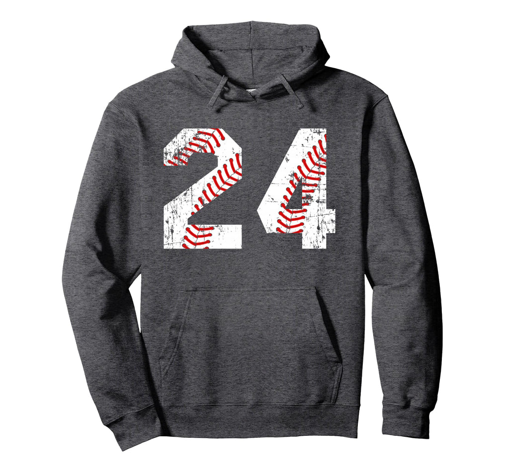 Baseball 24 Jersey Number Hoodie - Custom Art Print for Adults - T-Shirt, Sweatshirt, Hoodie