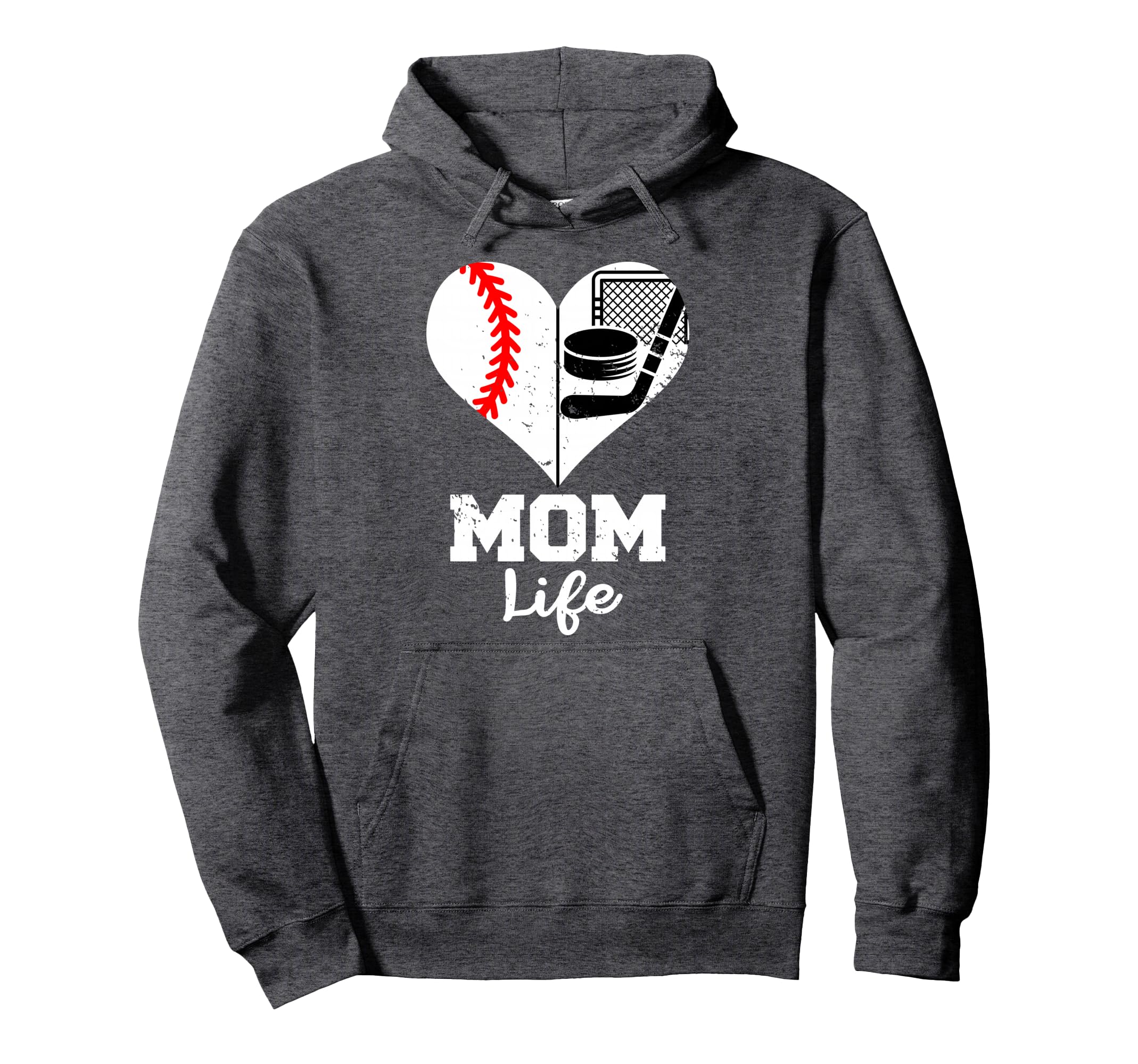 Mom Life Heart Funny Baseball Hockey Hoodie - Casual Everyday Wear Unisex - T-Shirt, Sweatshirt, Hoodie