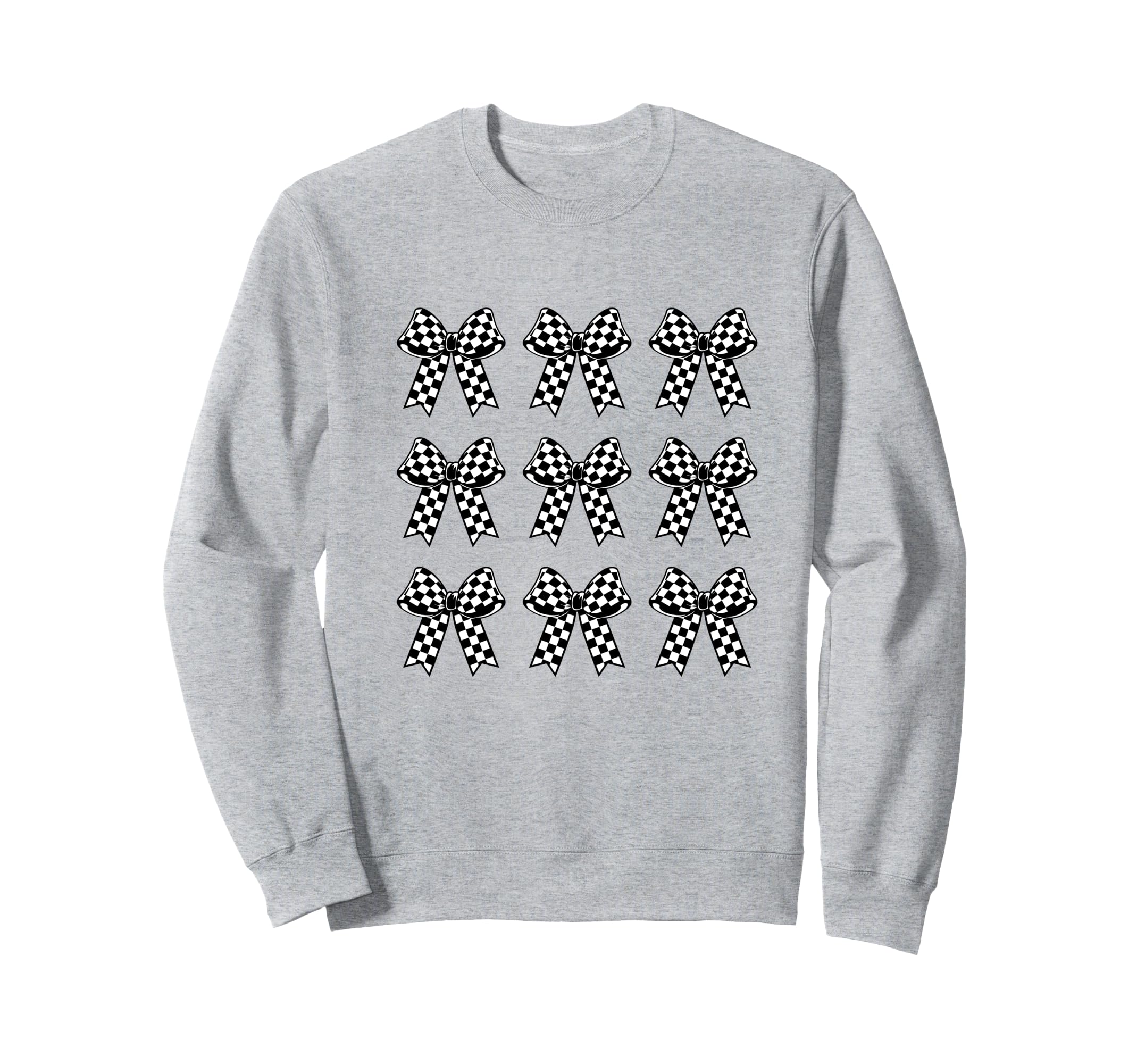 Coquette Checkered Bow Black Dark Sweatshirt - Novelty Apparel Unisex - T-Shirt, Sweatshirt, Hoodie