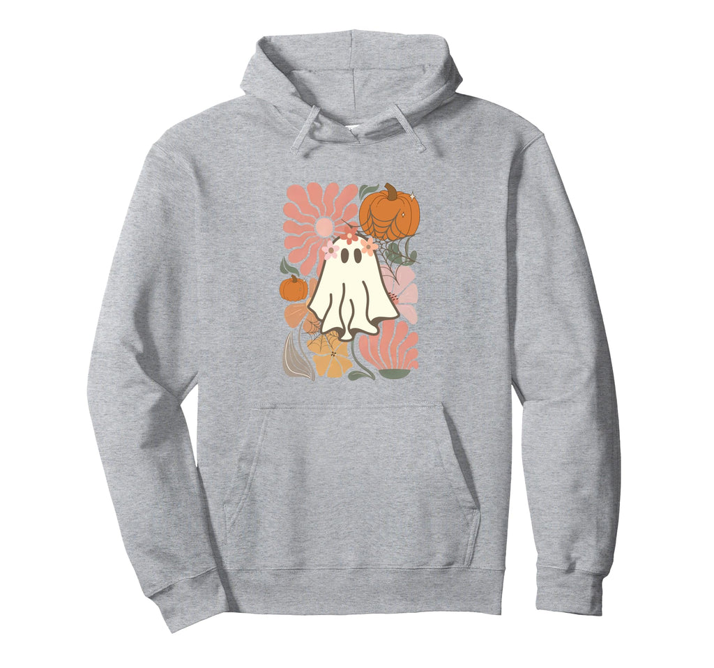 Boho Floral Fall Boho Ghost Halloween Hoodie - Novelty Apparel Men Women - T-Shirt, Sweatshirt, Hoodie