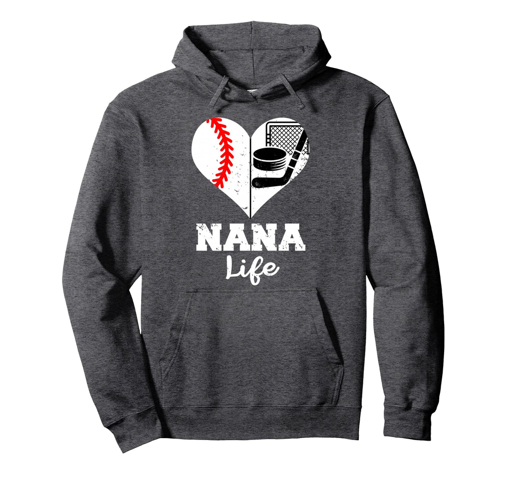 Nana Life Heart Funny Baseball Hockey Hoodie - Minimalist Print Men Women - T-Shirt, Sweatshirt, Hoodie