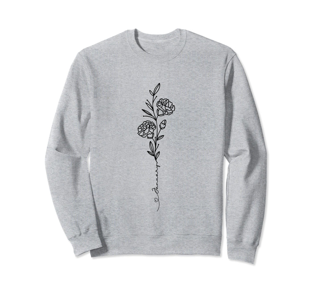 Minimalist Boho Drawing Carnation Sweatshirt - Streetwear Style Unisex - T-Shirt, Sweatshirt, Hoodie