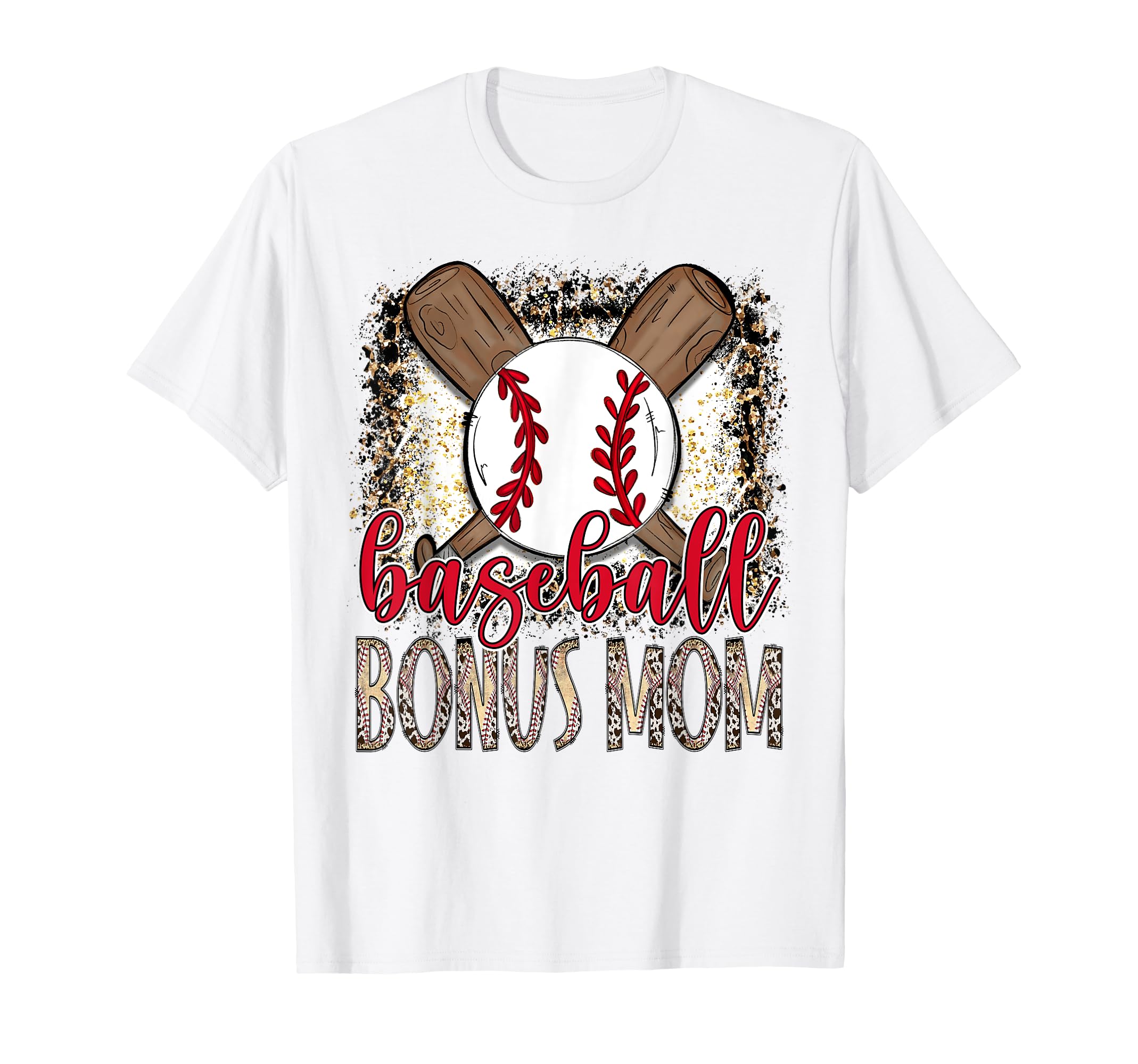 Baseball Bonus Mom Leopard Proud Ball T-Shirt - Novelty Apparel Unisex - T-Shirt, Sweatshirt, Hoodie