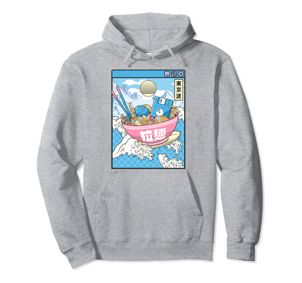 Digital Ramen Bowl Surfing Japanese Waves Hoodie - Custom Art Print Unisex - T-Shirt, Sweatshirt, Hoodie