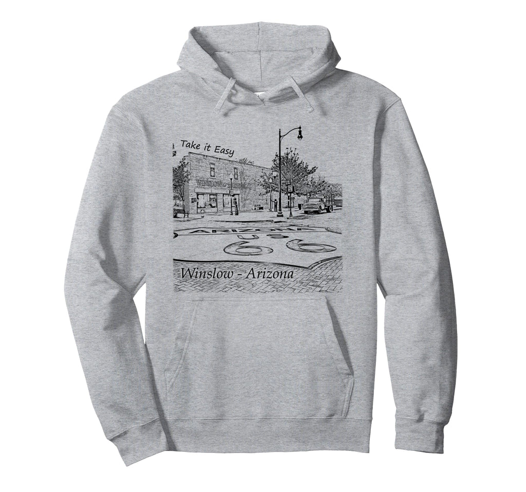 Winslow Arizona Az Us 66 Take It Easy Hoodie - Minimalist Print Men Women - T-Shirt, Sweatshirt, Hoodie
