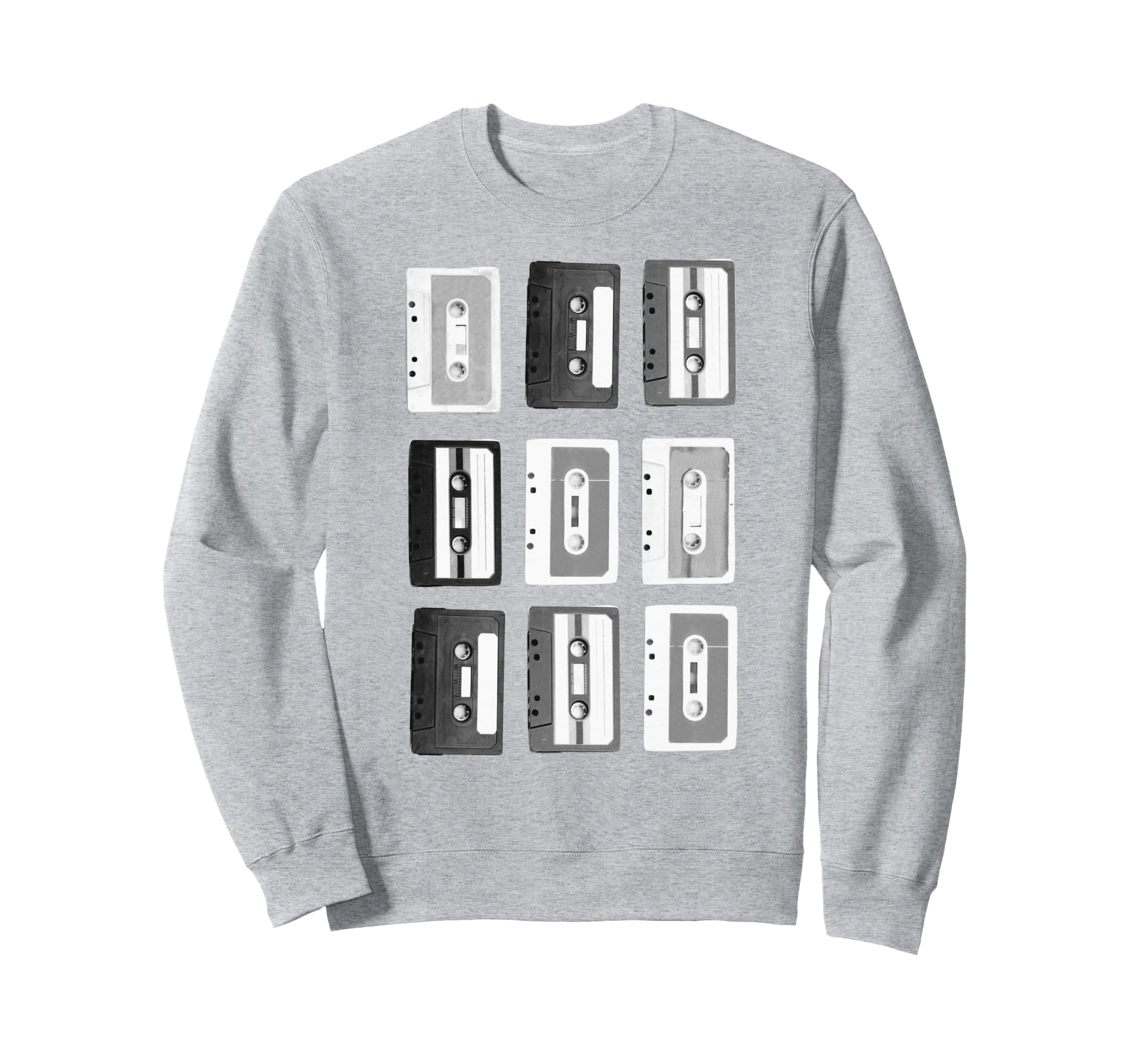 Trendy Cassette Tapes Grid Sweatshirt - Minimalist Print Unisex - T-Shirt, Sweatshirt, Hoodie