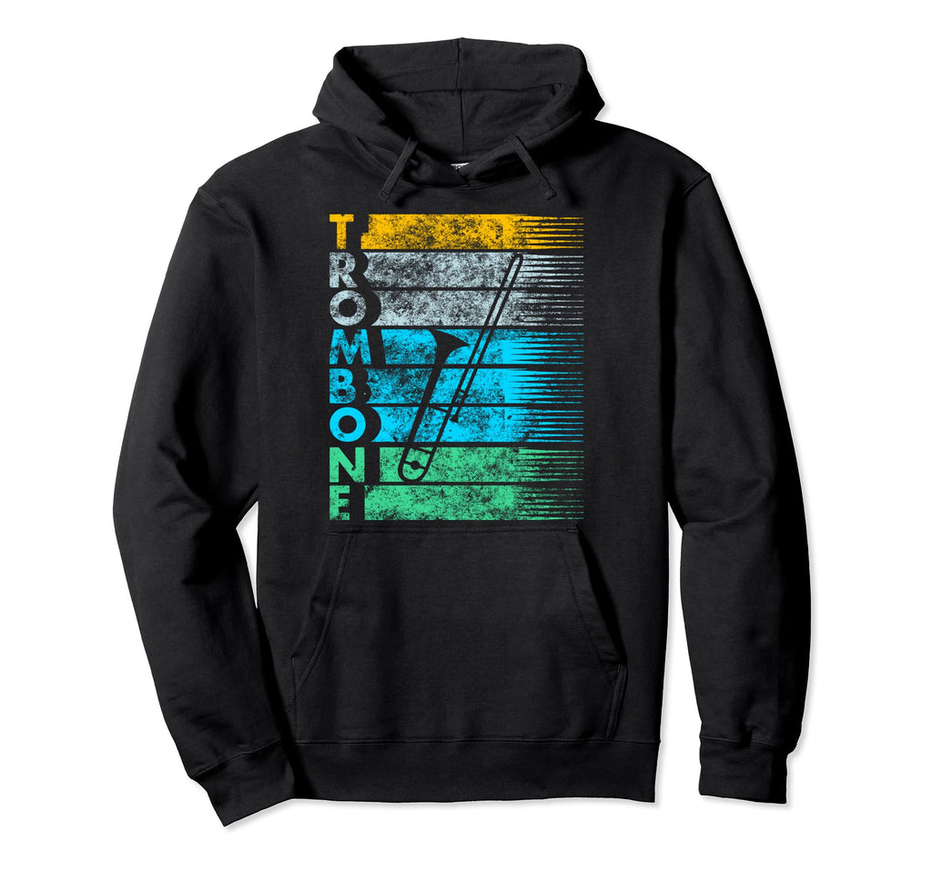 Distressed Trombone Pride Instrument Hoodie - Unique Graphic Men Women - T-Shirt, Sweatshirt, Hoodie