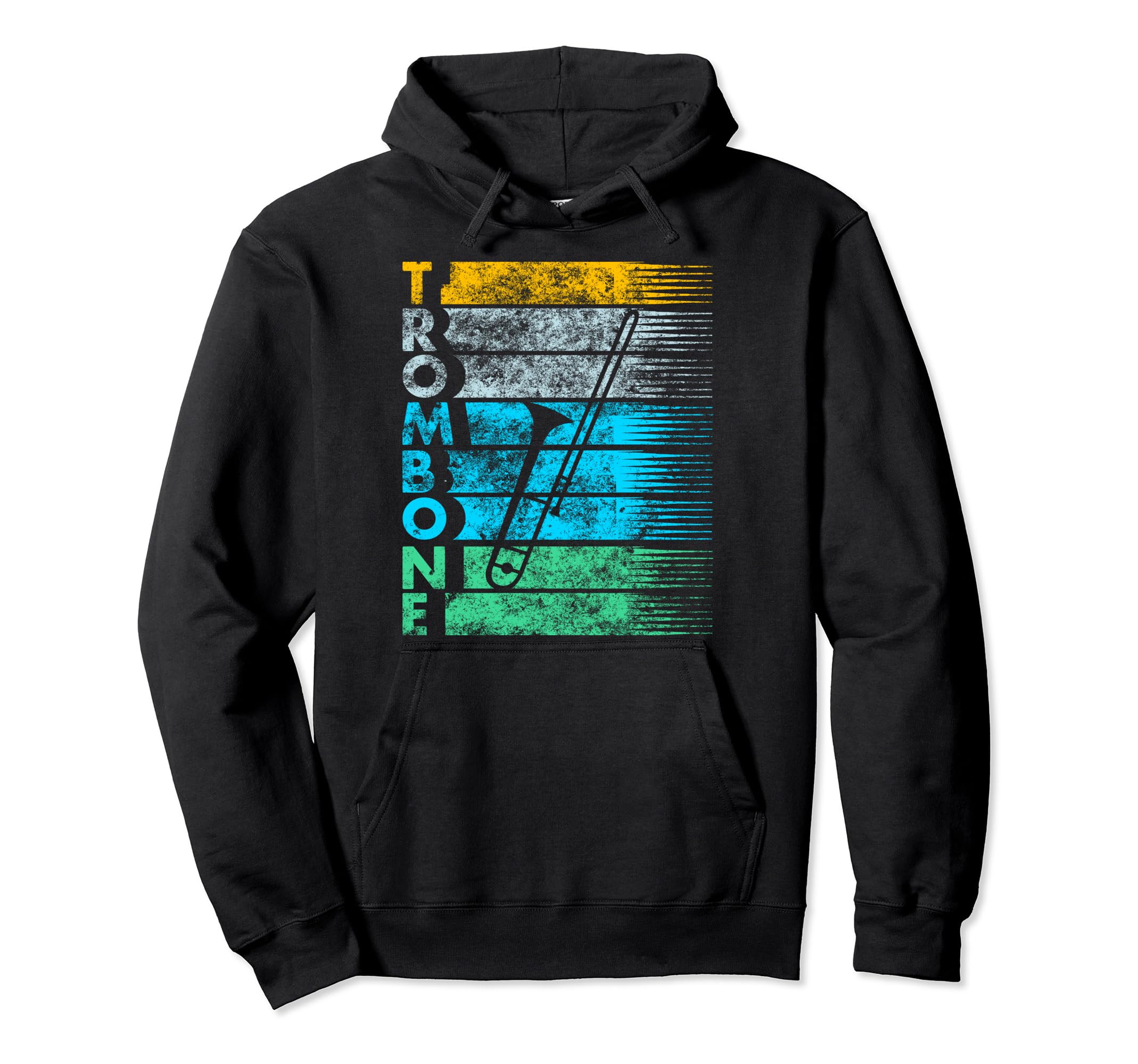 Distressed Trombone Pride Instrument Hoodie - Unique Graphic Men Women - T-Shirt, Sweatshirt, Hoodie