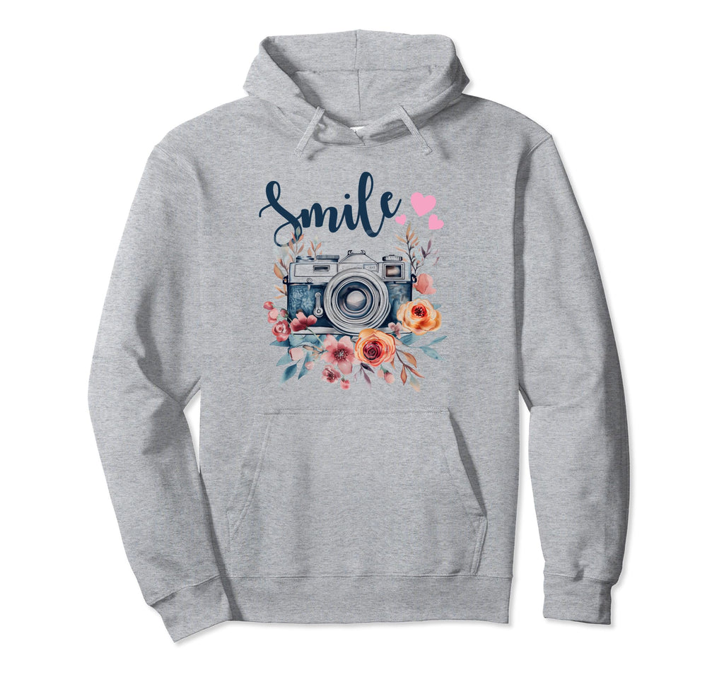Photographer Smile Camera Flowers Photography Hoodie - Graphic Print Unisex - T-Shirt, Sweatshirt, Hoodie