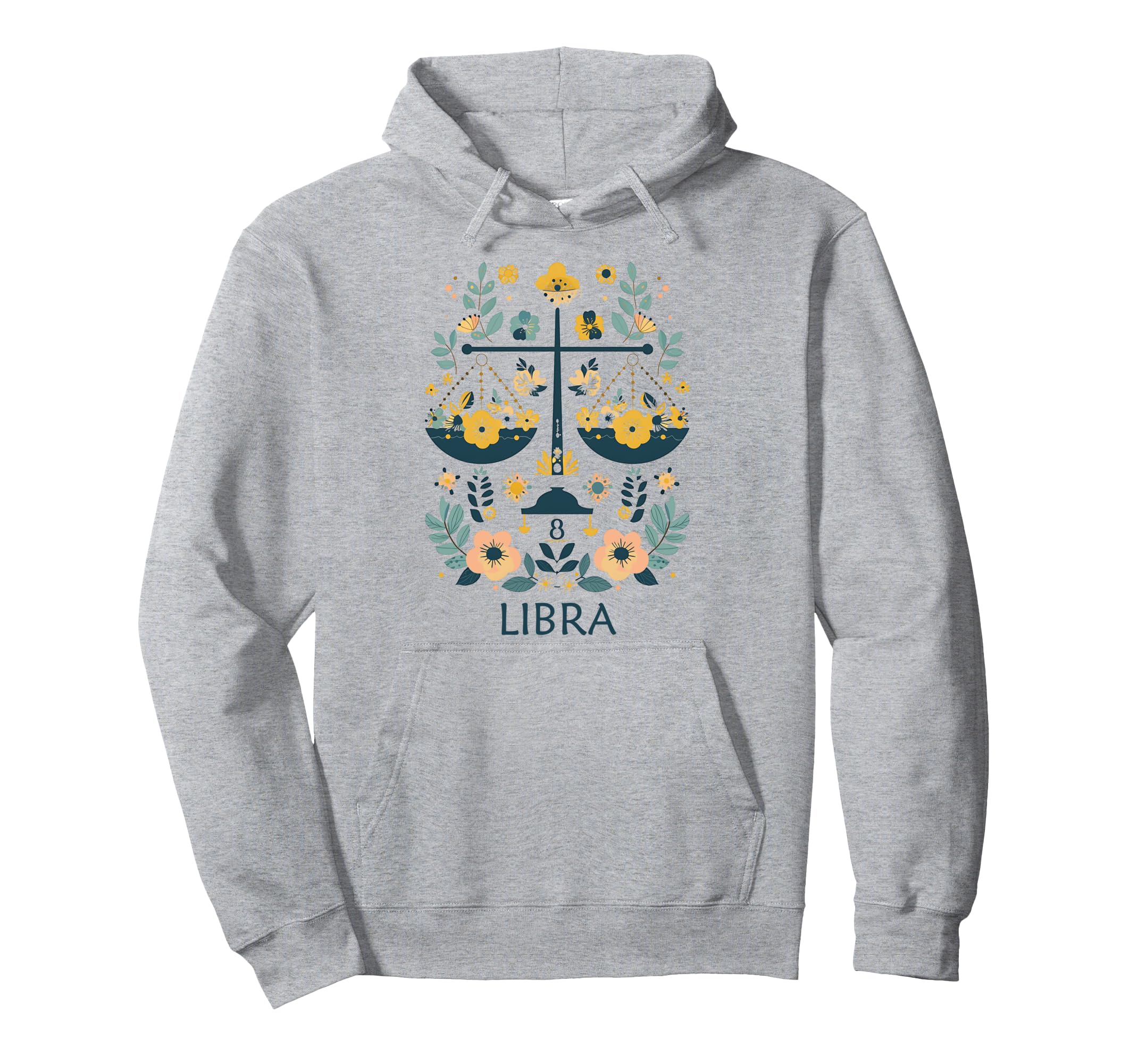 Libra Zodiac Sign Boho Floral Hoodie - Minimalist Print Men Women - T-Shirt, Sweatshirt, Hoodie