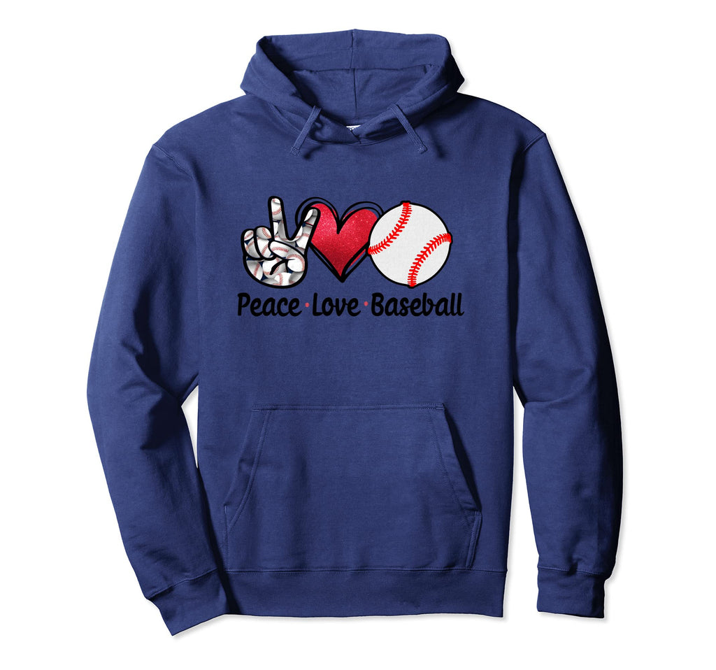 Peace Love Baseball Hoodie - Minimalist Print Men Women - T-Shirt, Sweatshirt, Hoodie