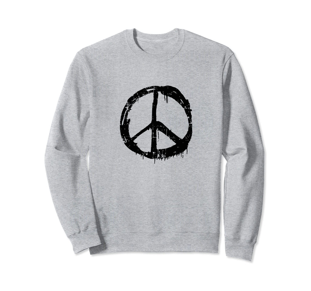 Peace Sign Distressed Symbol Hippie Sweatshirt - Fun Novelty Design Unisex - T-Shirt, Sweatshirt, Hoodie
